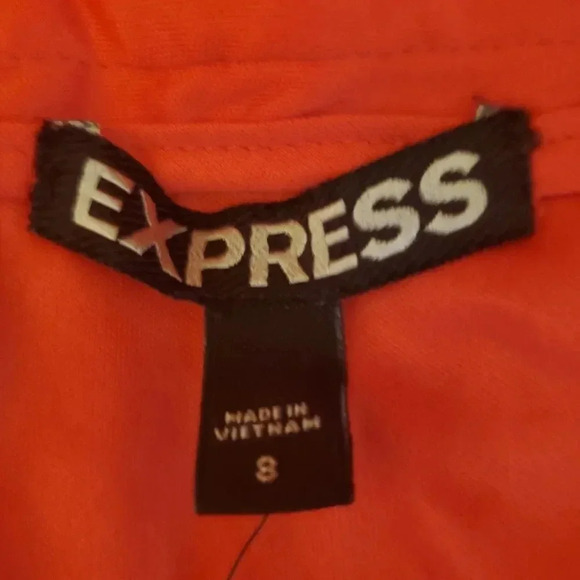 EXPRESS lined pencil skirt with orange/red lace overlay Size 8 - Picture 4 of 5